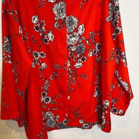Bryn Walker Orange Red Floral Pants Set Button Down Blouse Crop Pants EUC Sz S/M - Picture 4 of 16